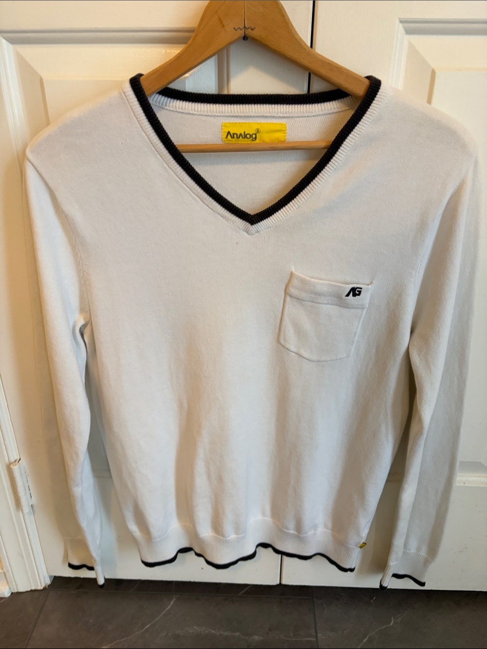 Cotton Knit V Neck Sweater